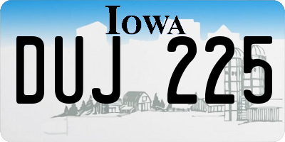 IA license plate DUJ225