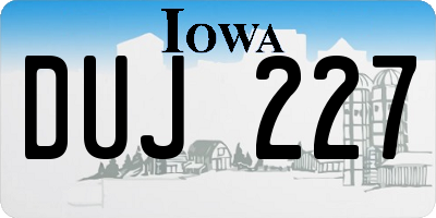 IA license plate DUJ227