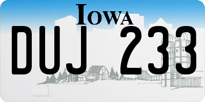 IA license plate DUJ233