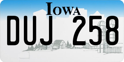 IA license plate DUJ258