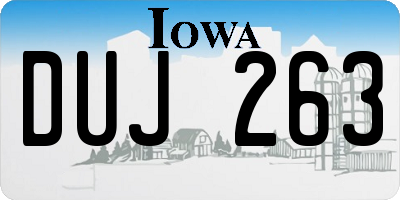 IA license plate DUJ263