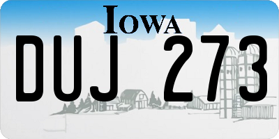 IA license plate DUJ273