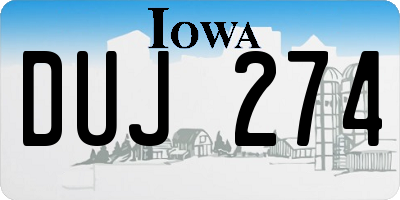 IA license plate DUJ274
