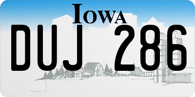 IA license plate DUJ286