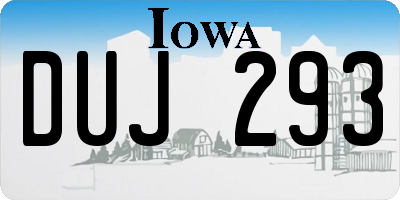 IA license plate DUJ293