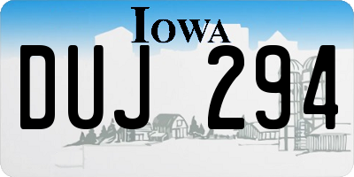 IA license plate DUJ294