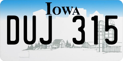 IA license plate DUJ315