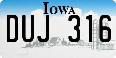 IA license plate DUJ316