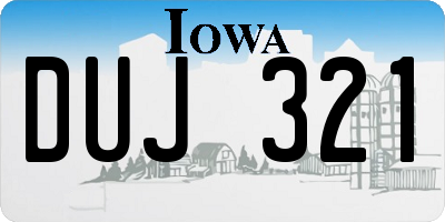 IA license plate DUJ321
