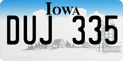 IA license plate DUJ335