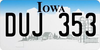 IA license plate DUJ353