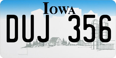 IA license plate DUJ356