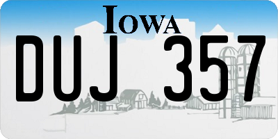 IA license plate DUJ357