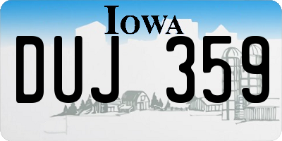 IA license plate DUJ359