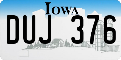 IA license plate DUJ376