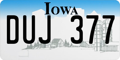 IA license plate DUJ377