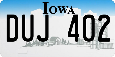 IA license plate DUJ402