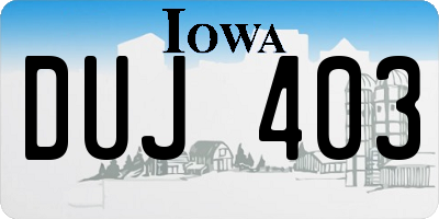 IA license plate DUJ403