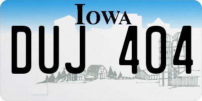 IA license plate DUJ404