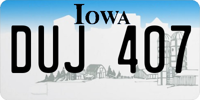 IA license plate DUJ407