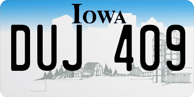 IA license plate DUJ409