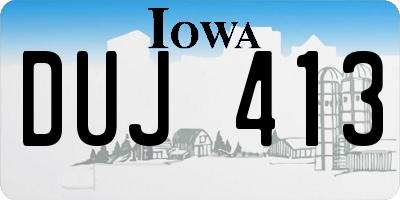 IA license plate DUJ413