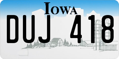 IA license plate DUJ418
