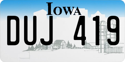 IA license plate DUJ419