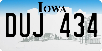 IA license plate DUJ434