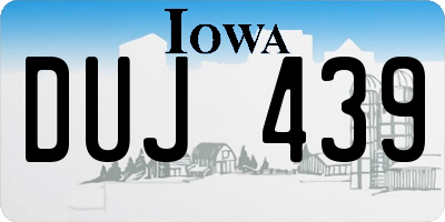 IA license plate DUJ439