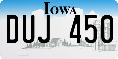 IA license plate DUJ450
