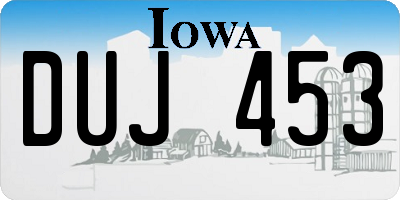 IA license plate DUJ453