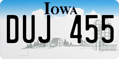 IA license plate DUJ455