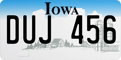 IA license plate DUJ456
