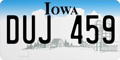 IA license plate DUJ459