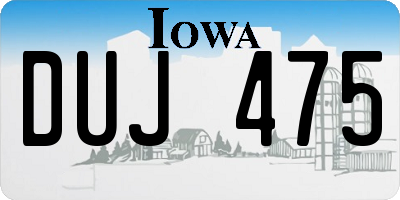 IA license plate DUJ475