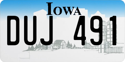 IA license plate DUJ491