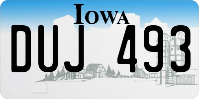 IA license plate DUJ493
