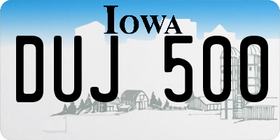 IA license plate DUJ500