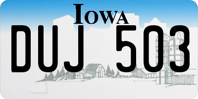 IA license plate DUJ503