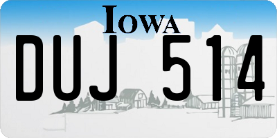 IA license plate DUJ514