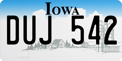 IA license plate DUJ542