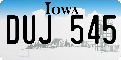 IA license plate DUJ545