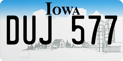 IA license plate DUJ577