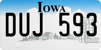 IA license plate DUJ593