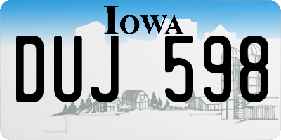 IA license plate DUJ598