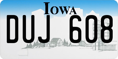 IA license plate DUJ608