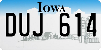 IA license plate DUJ614