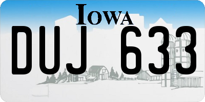 IA license plate DUJ633