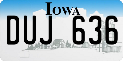 IA license plate DUJ636